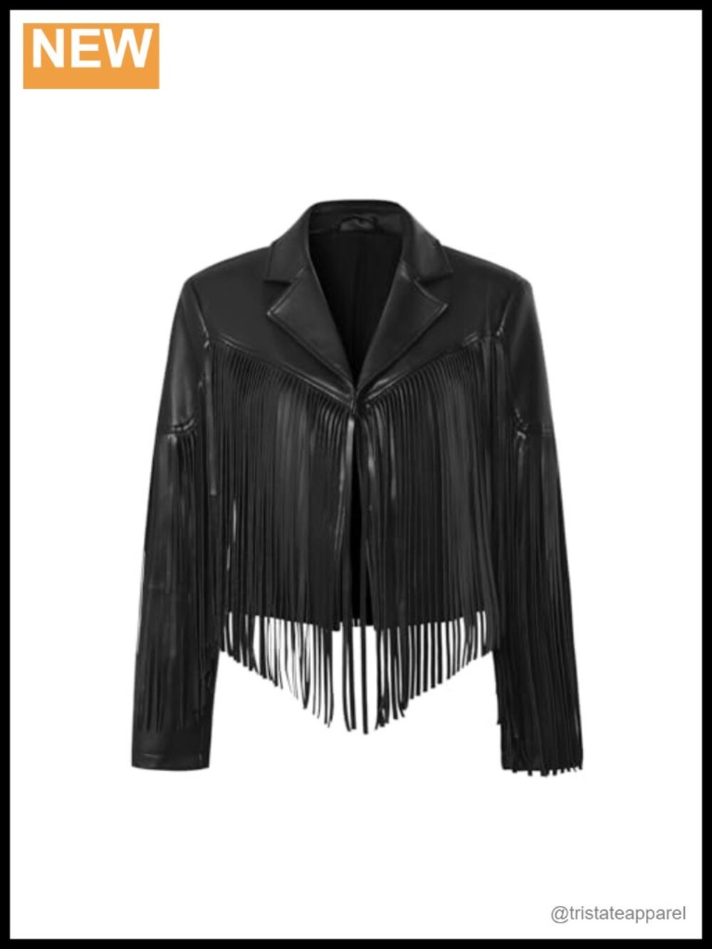 Women Faux Leather Fringe Jacket Western Cowgirl Crop Moto Country Concert